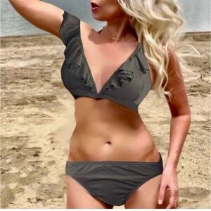 MICHAEL KORS Bikini Set  Bikini Set-Size Medium Olive Green